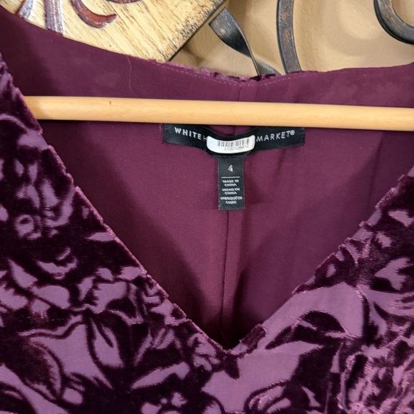 White House Black Market Purple Floral Velvet Blouse - Picture 3 of 6